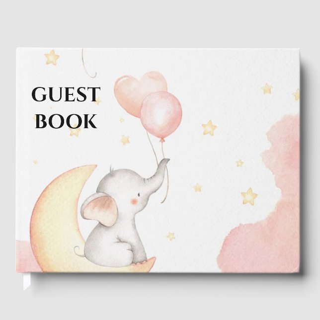Pink Elephant Guest Book  (Front)