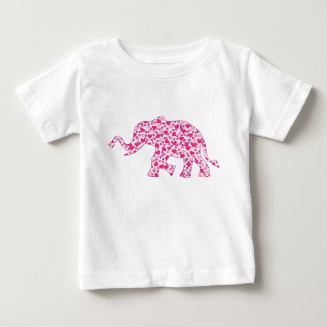 Pink Elephant Hearts Baby T-Shirt (Front)