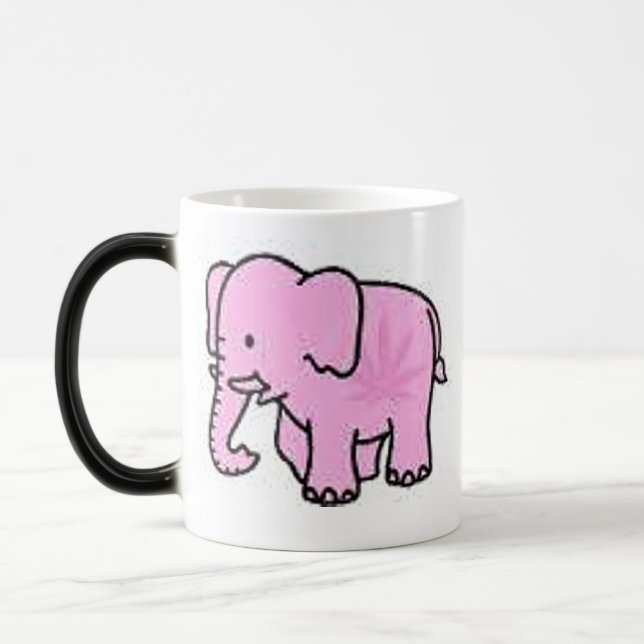 Pink Elephant Heat Sensitive Coffee Mug & Logo (Left)