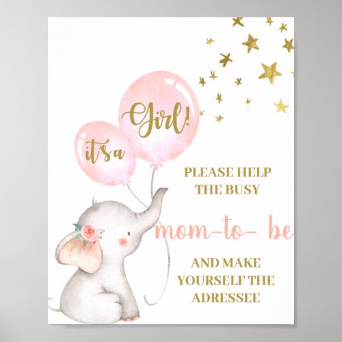 Pink Elephant Help Mom the addressee sign