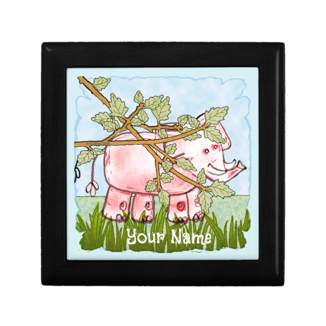 Pink Elephant Hiding  Gift Box (Front)