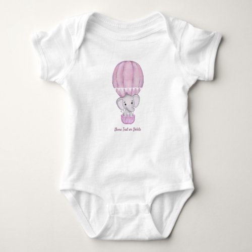 Pink Elephant Hot Air Balloon Baby Bodysuit