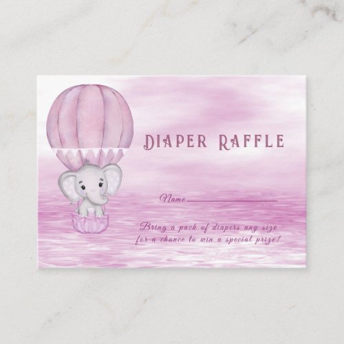 Pink Elephant Hot Air Balloon Baby Shower Enclosure Card