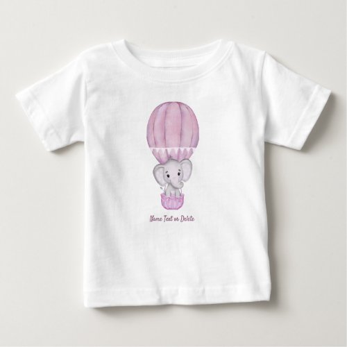 Pink Elephant Hot Air Balloon Baby T_Shirt