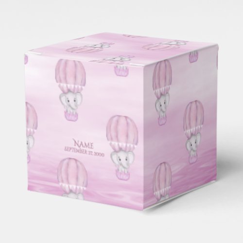 Pink Elephant Hot Air Balloon Favor Box