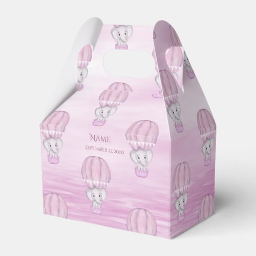 Pink Elephant Hot Air Balloon Favor Box