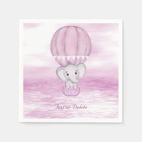 Pink Elephant Hot Air Balloon Napkins