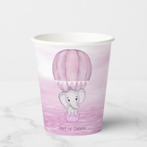 Pink Elephant Hot Air Balloon Paper Cups
