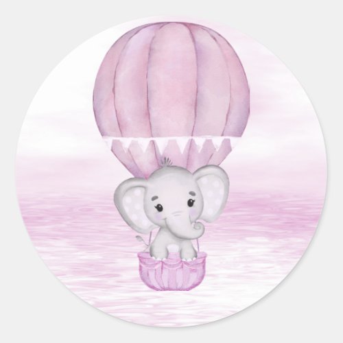 Pink Elephant Hot Air Balloon Sticker