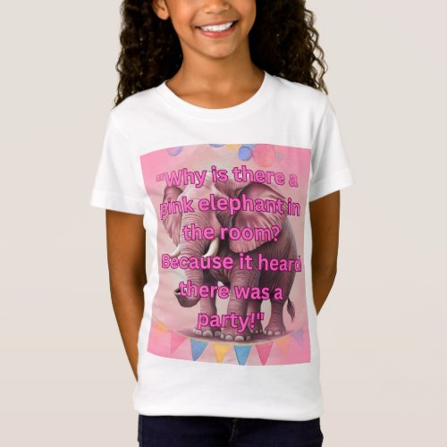 Pink elephant In The Room Party Girls Printed Tee