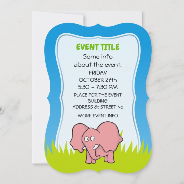 Pink Elephant Invitation (Back)