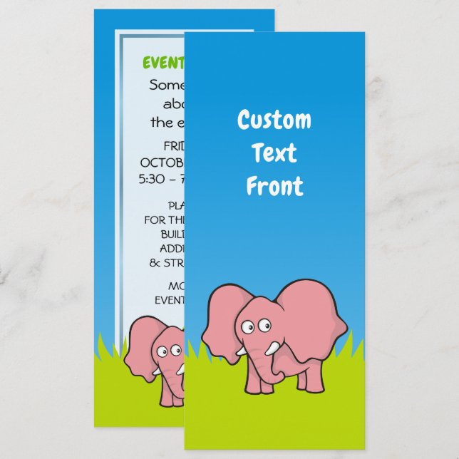 Pink Elephant Invitation (Front/Back)