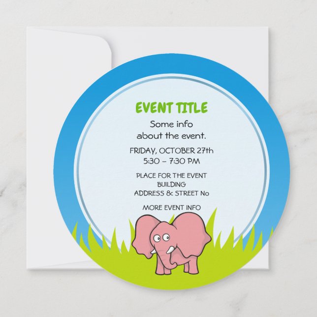 Pink Elephant Invitation (Back)