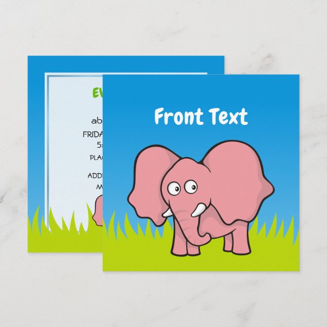 Pink Elephant Invitation (Front/Back)