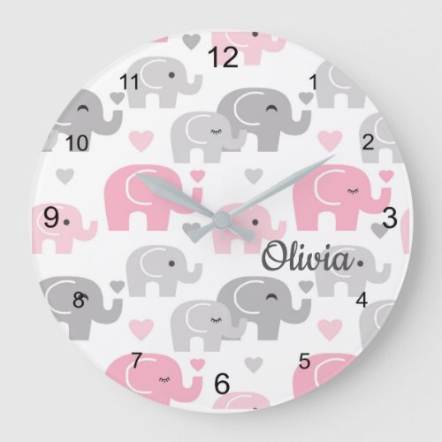 Pink Elephant  Large Clock