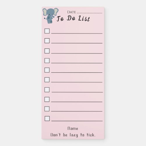 Pink Elephant Motivational To Do List Magnetic Notepad
