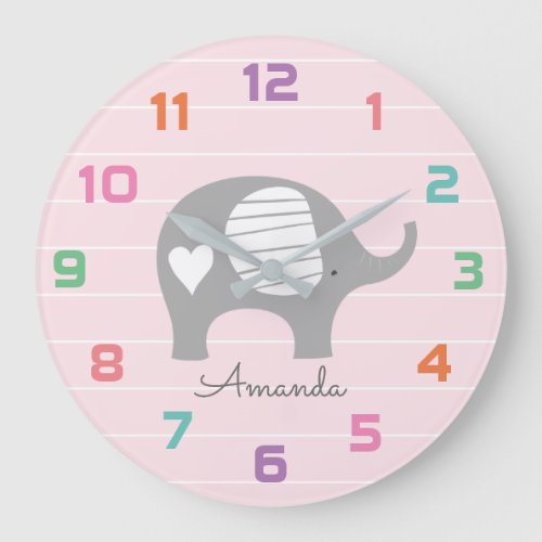 Pink Elephant Nursery Decor Wall Clock