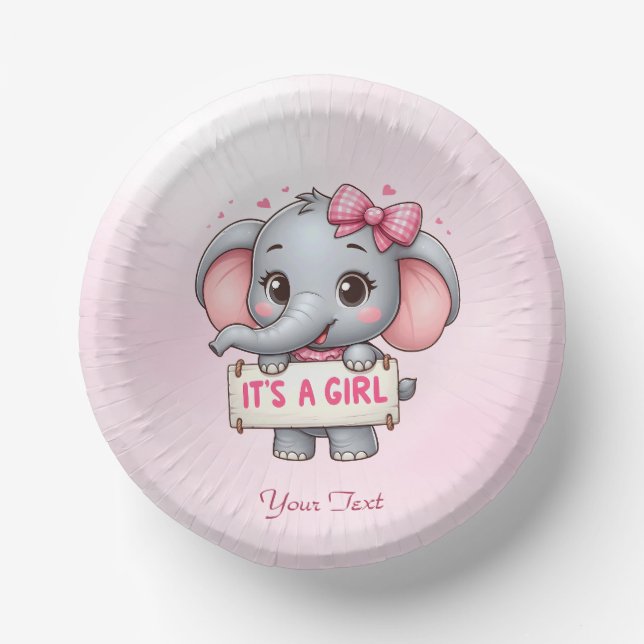 Pink Elephant Paper Bowl (Front)