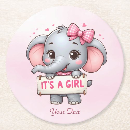 Pink Elephant Paper Coaster