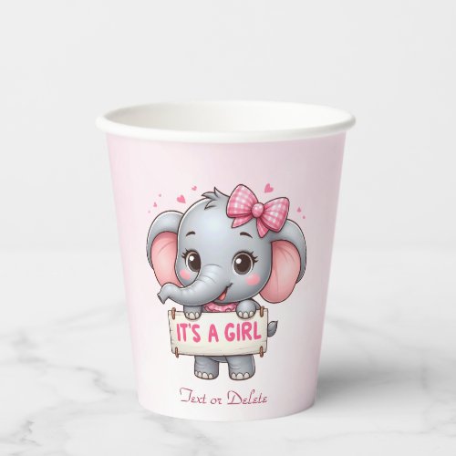 Pink Elephant Paper Cups