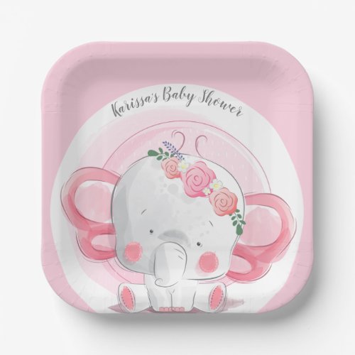 Pink Elephant Paper Plates