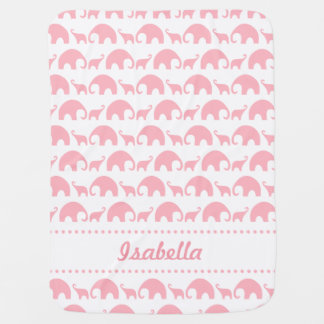Pink Elephant Personalized baby girl blanket