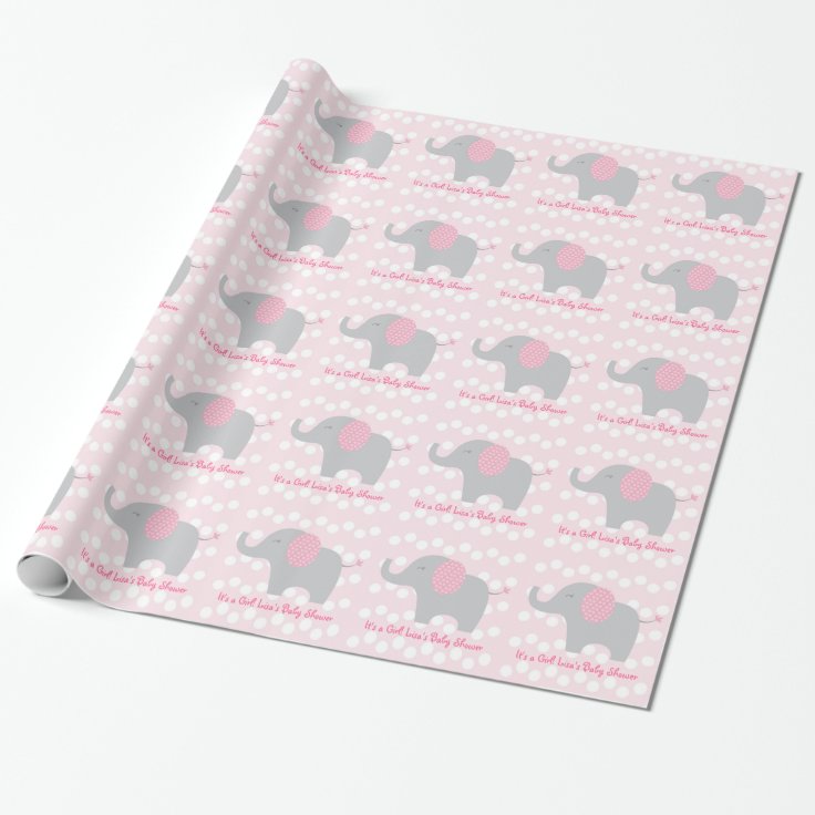 Pink Elephant Personalized Wrapping Paper | Zazzle