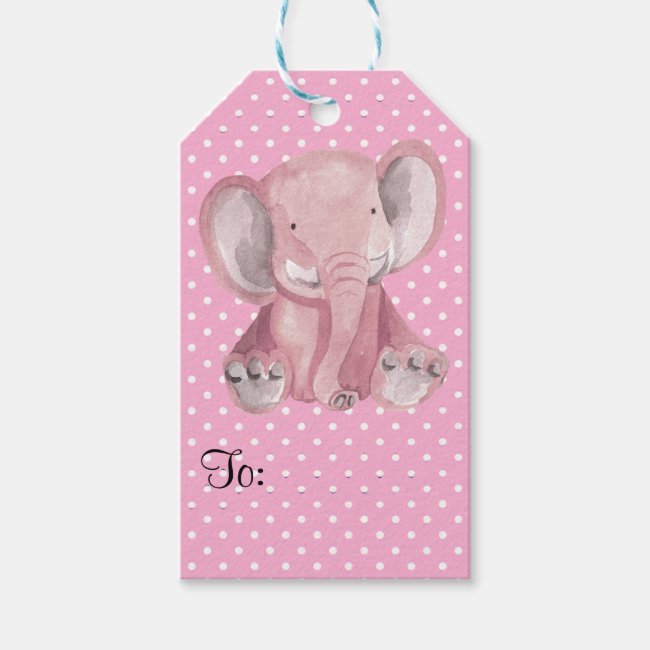 Pink Elephant Polka Dot Design Gift Tags
