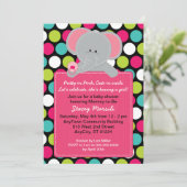 Pink Elephant Polkadot Baby Shower Invitation Zazzle