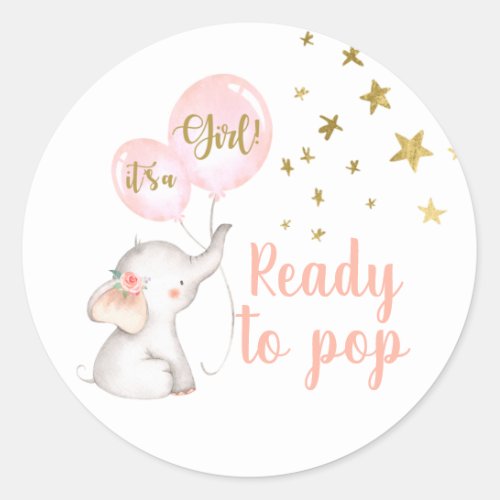 Pink Elephant Ready to Pop Classic Round Sticker