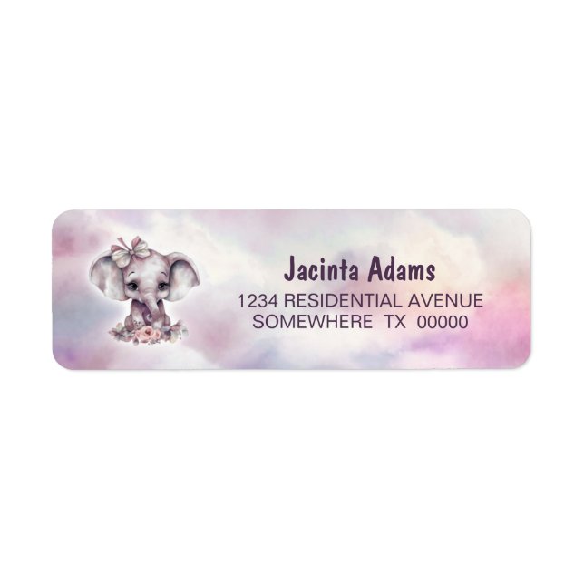 Pink Elephant Return Address Label (Front)