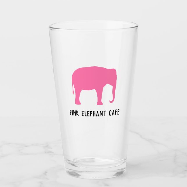 Pink Elephant Silhouette Personalized Glass (Front)