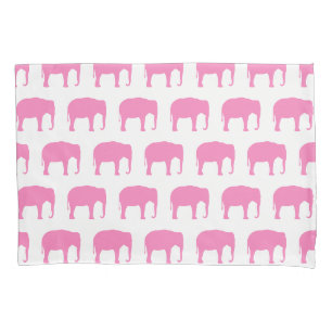Pink Elephant Silhouettes Pattern Pillow Case