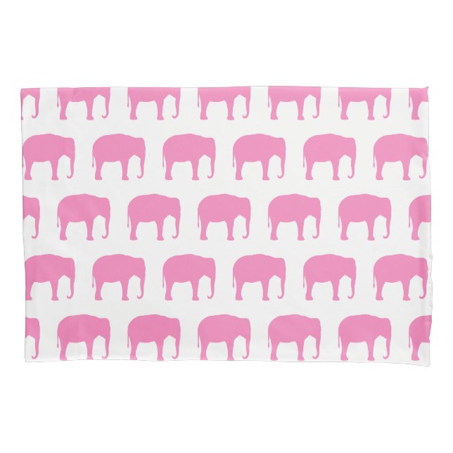 Pink Elephant Silhouettes Pattern Pillow Case (Front)