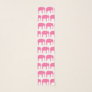 Pink Elephant Silhouettes Pattern Scarf