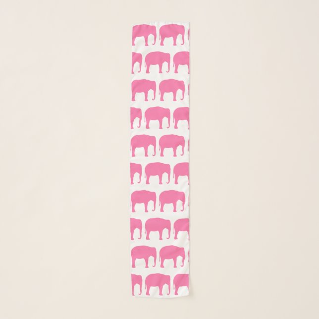 Pink Elephant Silhouettes Pattern Scarf (Front)