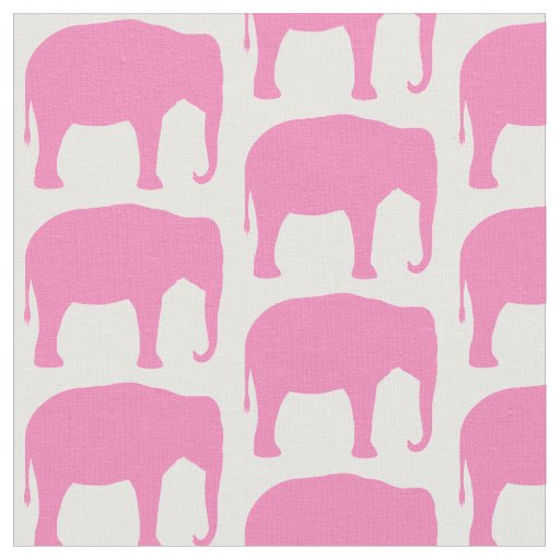 Pink Elephant Silhouettes Patterned Fabric
