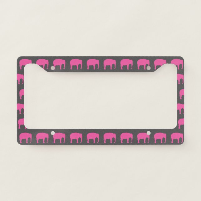 Pink Elephant Silhouettes | Whimsical Wildlife License Plate Frame (Front)