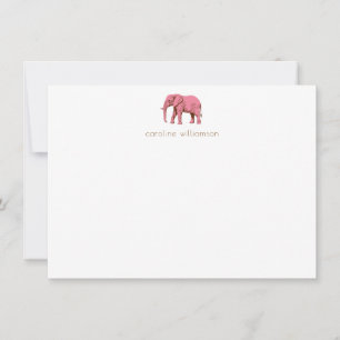Pink Elephant Simple Personalized Stationery  Note Card