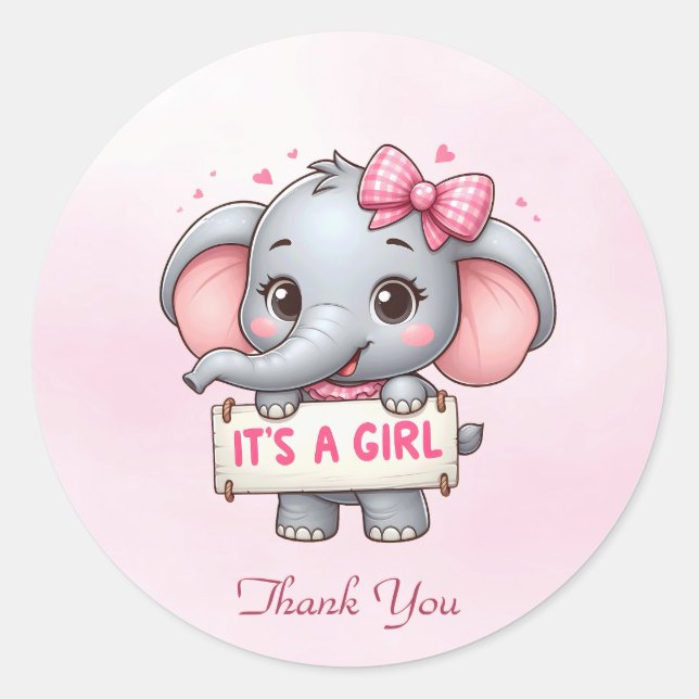 Pink Elephant Sticker (Front)