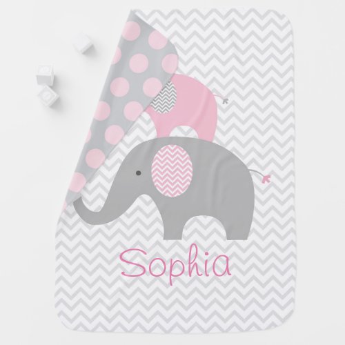 Pink Elephant Stroller Blanket