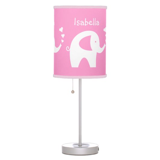 Pink elephant table lamp baby girl nursery room (Right)