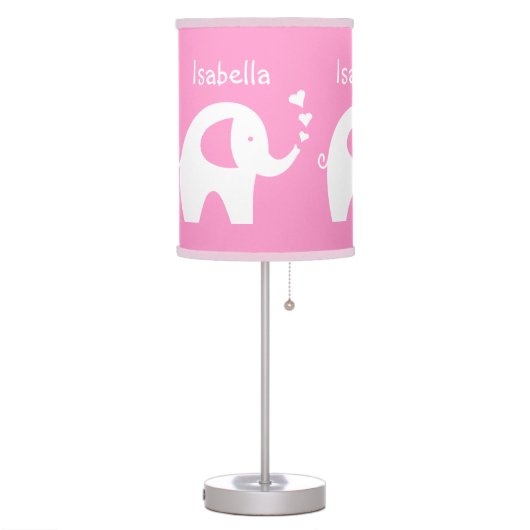 Pink elephant table lamp baby girl nursery room (Left)