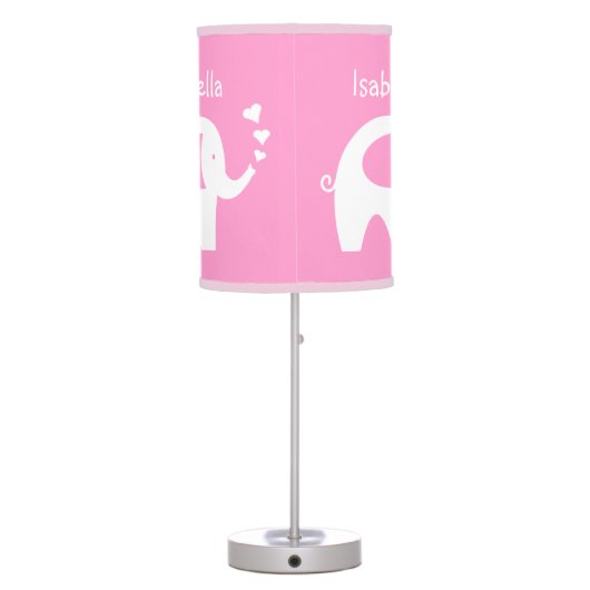 Pink elephant table lamp baby girl nursery room (Back)