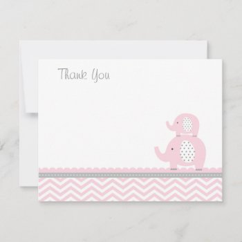 Pink Elephant Thank You Card by Petit_Prints at Zazzle