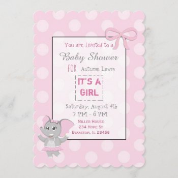 Pink Elephant Themed Baby Shower Invitations by Magical_Maddness at Zazzle