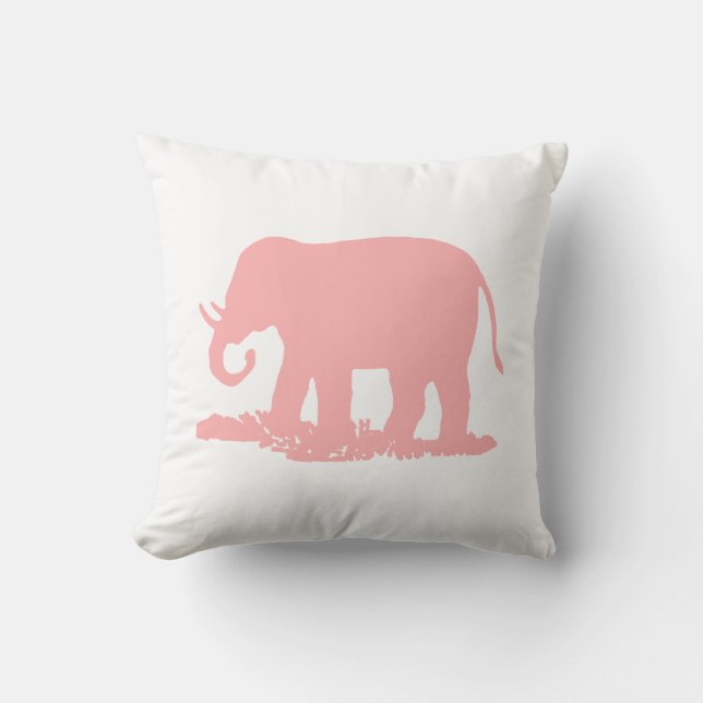 Pink Elephant Throw Pillow (Front)