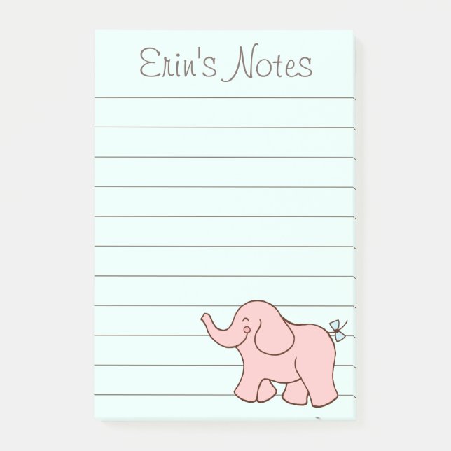 Pink Elephant To Do List Post It Notes Gift (Front)