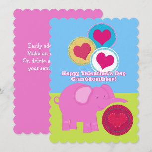 Pink Elephant Valentine For Granddaughter Cute