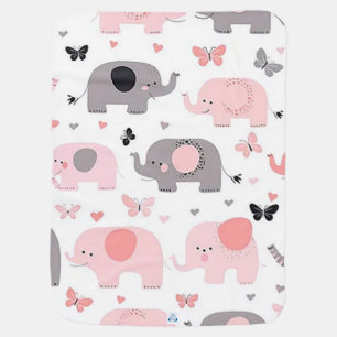 “Pink Elephant Village” Baby Blanket